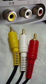 Els connectors RCA reben el nom de la Radio Corporation of America, que els va llançar al mercat en la dècada de 1940. Font: Namazu-tron (Wikipedia).